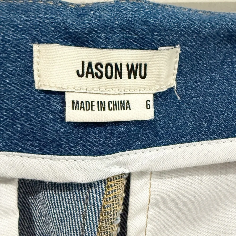 JASON WU Women's Blue Denim Boot Cut Mid Rise Jeans Wide Leg Boho Hippie Size 6